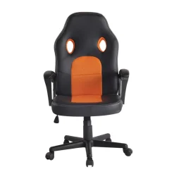 CLP Bureaustoel Elbing zwart Frame - Kunstleer - zwart/oranje Best