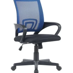 CLP Bureaustoel Genius zwart Frame - Kunstleer - blauw Clearance