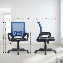 CLP Bureaustoel Genius zwart Frame - Kunstleer - blauw Clearance