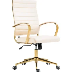 CLP Bureaustoel Havanna goud Frame - Kunstleer - creme