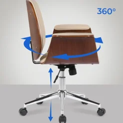 CLP Bureaustoel Kemberg chroom Frame - Hout - walnoot/creme Clearance