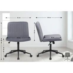 CLP Bureaustoel Kingman zwart Frame - Fluweel - donkergrijs Clearance