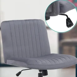 CLP Bureaustoel Kingman zwart Frame - Fluweel - donkergrijs Clearance