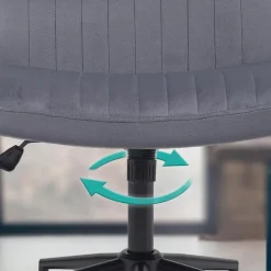 CLP Bureaustoel Kingman zwart Frame - Fluweel - donkergrijs Clearance