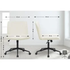 CLP Bureaustoel Kingman zwart Frame - Fluweel - creme Discount