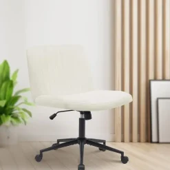 CLP Bureaustoel Kingman zwart Frame - Fluweel - creme Discount