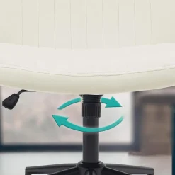 CLP Bureaustoel Kingman zwart Frame - Fluweel - creme Discount