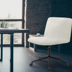 CLP Bureaustoel Kingman zwart Frame - Fluweel - creme Discount