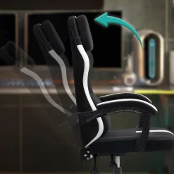 CLP Bureaustoel Miltona zwart Frame - Stof - zwart/wit Best