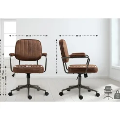 CLP Bureaustoel Natrona zwart Frame - Kunstleer - cognac Discount