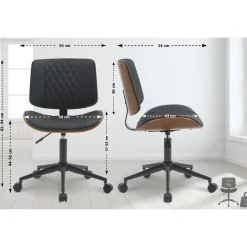 CLP Bureaustoel Plover zwart Frame - Hout - walnoot/zwart Hot