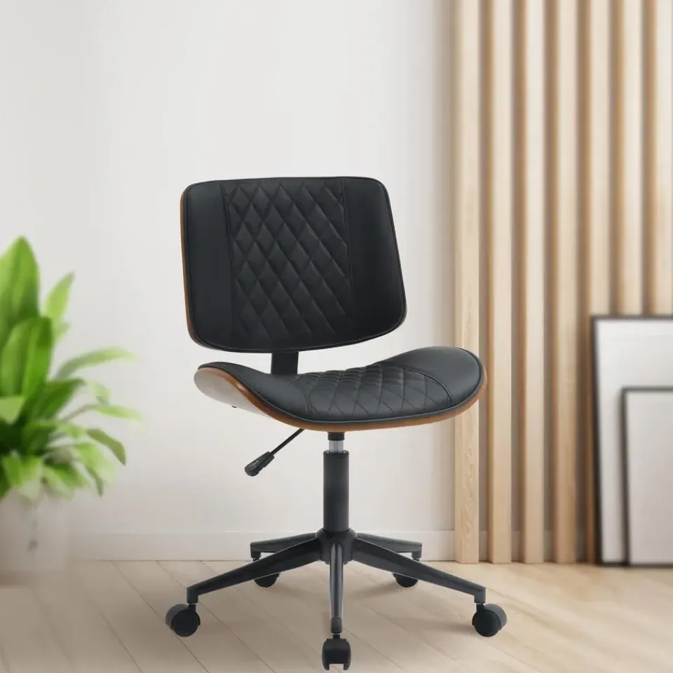 CLP Bureaustoel Plover zwart Frame - Hout - walnoot/zwart Hot