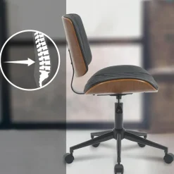 CLP Bureaustoel Plover zwart Frame - Hout - walnoot/zwart Hot