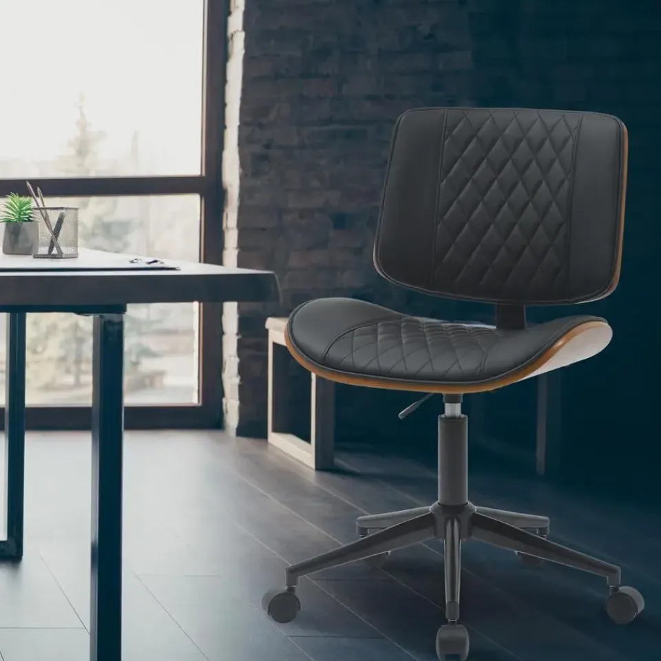 CLP Bureaustoel Plover zwart Frame - Hout - walnoot/zwart Hot