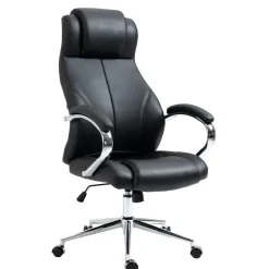 CLP Bureaustoel Salford chroom Frame - Echt leer - zwart Hot