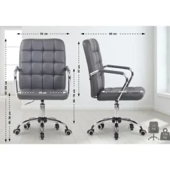 CLP Bureaustoel Terni chroom Frame - Kunstleer - grijs