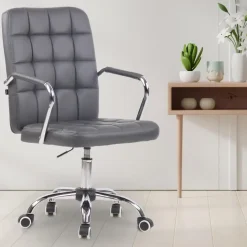 CLP Bureaustoel Terni chroom Frame - Kunstleer - grijs