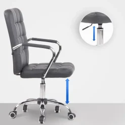 CLP Bureaustoel Terni chroom Frame - Kunstleer - grijs