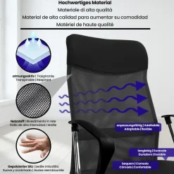 CLP Bureaustoel Washington chroom Frame - Kunstleer - zwart New