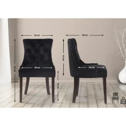 CLP Eetkamerstoel Aberdeen antiek Frame - Fluweel - zwart New