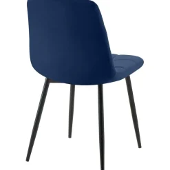 CLP Eetkamerstoel Antibes zwart Frame - Fluweel - donkerblauw