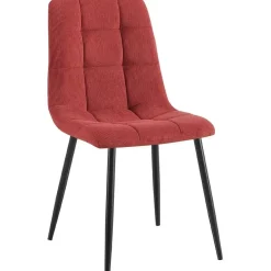 CLP Eetkamerstoel Antibes zwart Frame - Ribstof - bordeauxrood Hot