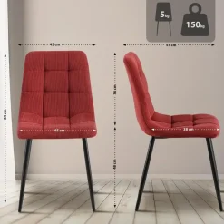 CLP Eetkamerstoel Antibes zwart Frame - Ribstof - bordeauxrood Hot