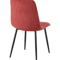 CLP Eetkamerstoel Antibes zwart Frame - Ribstof - bordeauxrood Hot