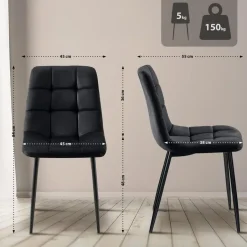 CLP Eetkamerstoel Antibes zwart Frame - Fluweel - zwart Sale