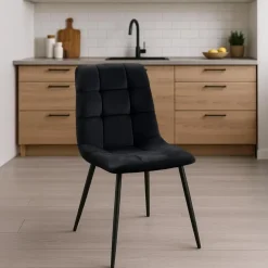 CLP Eetkamerstoel Antibes zwart Frame - Fluweel - zwart Sale