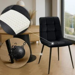 CLP Eetkamerstoel Antibes zwart Frame - Fluweel - zwart Sale