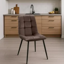 CLP Eetkamerstoel Antibes zwart Frame - Fluweel - bruin New