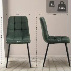 CLP Eetkamerstoel Antibes zwart Frame - Ribstof - groen Discount