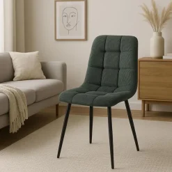 CLP Eetkamerstoel Antibes zwart Frame - Ribstof - groen Discount