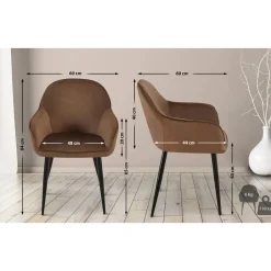 CLP Eetkamerstoel Boise mat zwart Frame - Fluweel - bruin