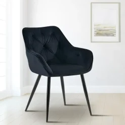 CLP Eetkamerstoel Cassis zwart Frame - Fluweel - zwart Sale