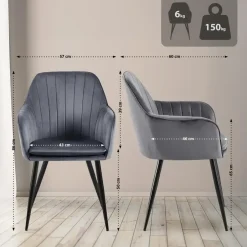 CLP Eetkamerstoel Cheryl zwart Frame - Metaal - donkergrijs Sale