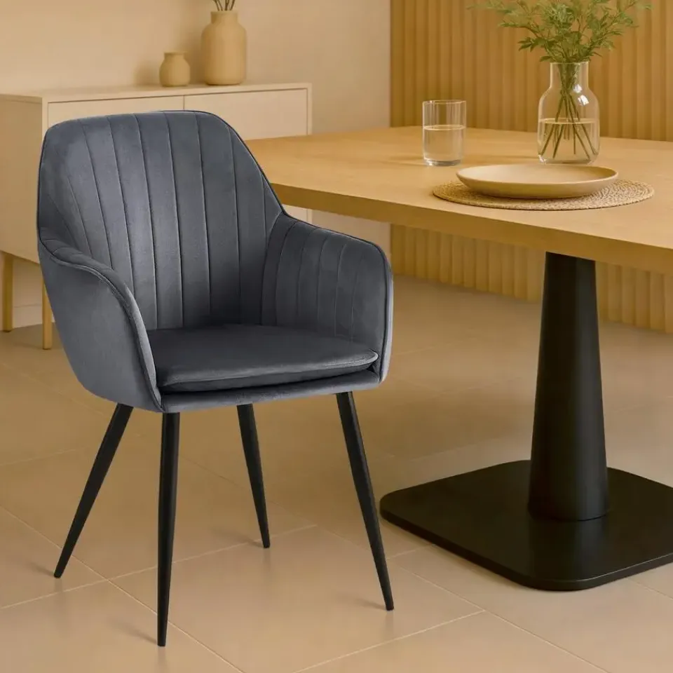 CLP Eetkamerstoel Cheryl zwart Frame - Metaal - donkergrijs Sale