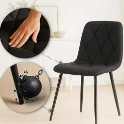 CLP Eetkamerstoel Clairton zwart Frame - Stof - zwart