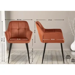 CLP Eetkamerstoel Emia zwart Frame - Fluweel - bruin Clearance