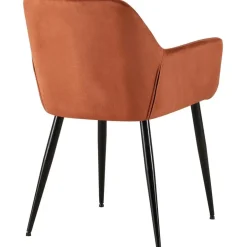 CLP Eetkamerstoel Emia zwart Frame - Fluweel - bruin Clearance