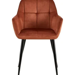 CLP Eetkamerstoel Emia zwart Frame - Fluweel - bruin Clearance