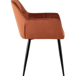 CLP Eetkamerstoel Emia zwart Frame - Fluweel - bruin Clearance