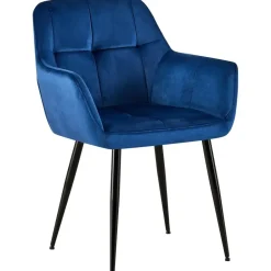 CLP Eetkamerstoel Emia zwart Frame - Fluweel - blauw Best