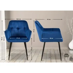 CLP Eetkamerstoel Emia zwart Frame - Fluweel - blauw Best