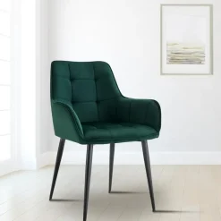 CLP Eetkamerstoel Ferndale zwart Frame - Kunststof - donkergroen