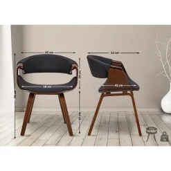 CLP Eetkamerstoel Foley walnoot Frame - Stof - walnoot/zwart Discount