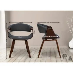 CLP Eetkamerstoel Foley walnoot Frame - Stof - walnoot/grijs Best