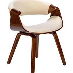 CLP Eetkamerstoel Foley walnoot Frame - Stof - walnoot/creme Clearance