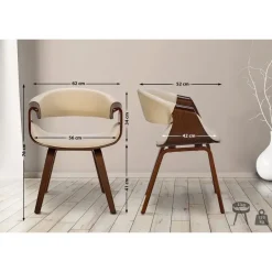 CLP Eetkamerstoel Foley walnoot Frame - Stof - walnoot/creme Clearance